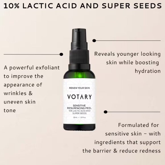 VOTARY 30ml FULL SIZE sensitive resurfacing peel with 10% lactic acid - Picture 2 of 7